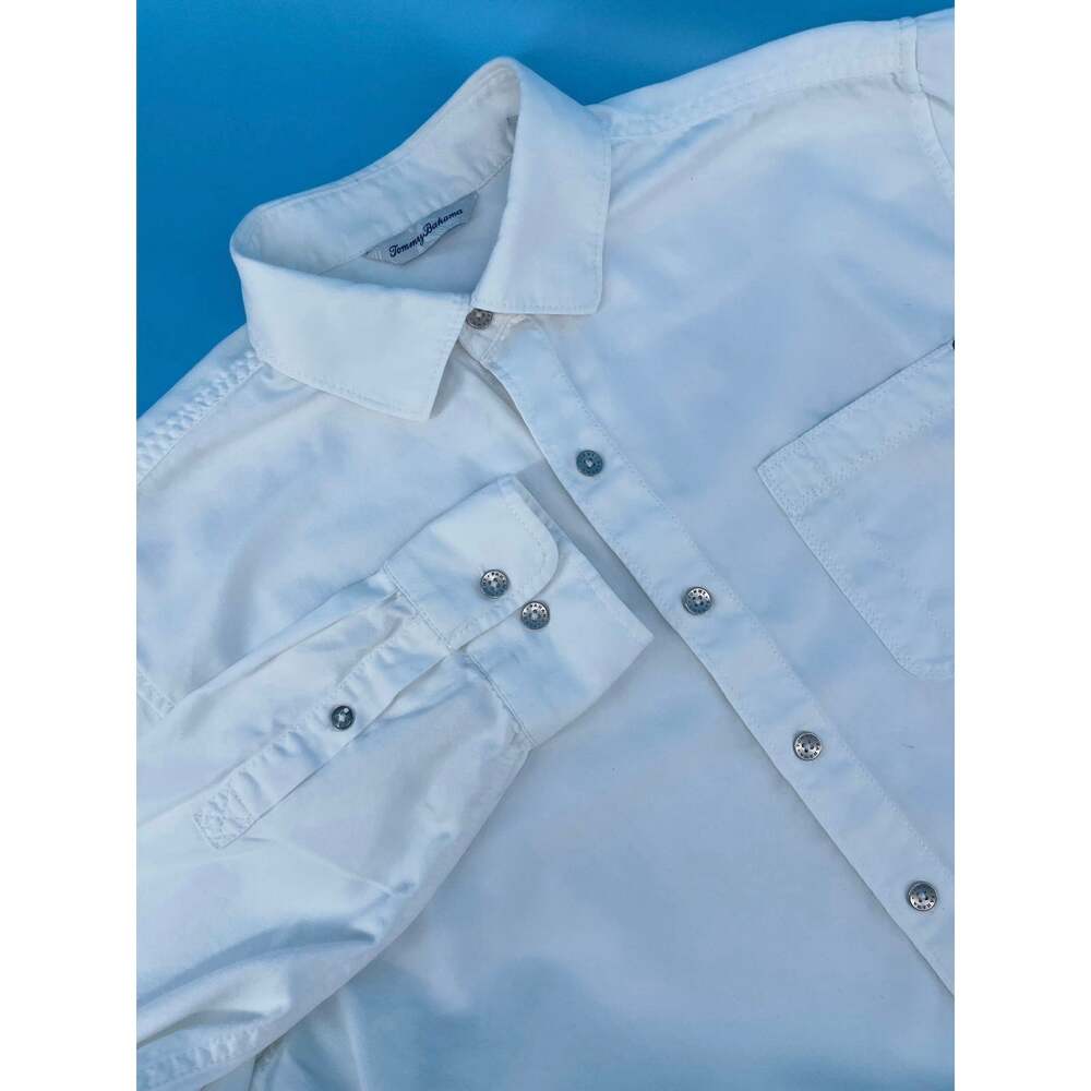 Tommy Bahama Button Down Shirt Men’s M Solid White Cotton/TENCEL Lyocell Resort